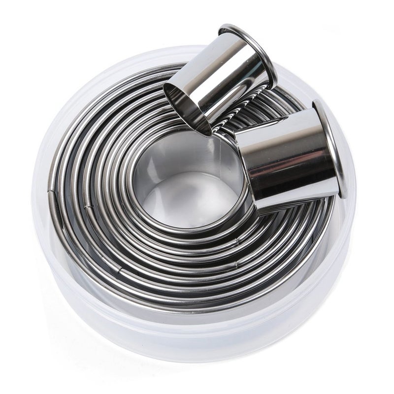 SOSOHOME 11 Pieces Metal Cookie Cutter Set, Round Cookie Cutters, Stainless Steel Circle Biscuit Pastry Cutters, Assorted Sizes - Image 1